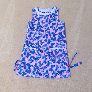 Lilly Pullitzer Girls Size 10 Pink Blue Dogs print  sheath dress - new